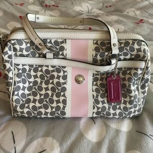 💖 Genuine Signature Gray, Pink, White Coach Bag
